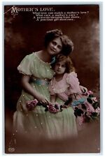 c1910's Mother And Daughter Flowers Studio Portrait EAS RPPC Photo Postcard picture