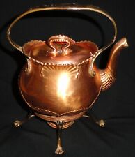 19th C. Antique Gorham Tipping Copper Tea-pot Kettle w/ Burner Shell Design 1890 picture
