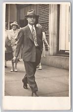 Dapper Gentleman Walking, Cigar, Undivided Back, RPPC Postcard, 0652 picture