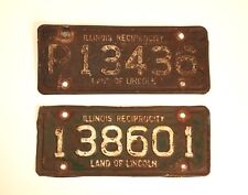 Vintage 1954 Illinois Reciprocity License Plate Tag Set Of Two RARE picture