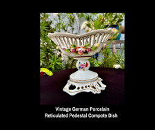 Vintage German Porcelain Reticulated Pedestal Compote Dish picture