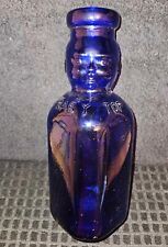 Vintage Cobalt Blue Glass Brookfield Baby Top Milk Bottle 1 Qt. Double-Sided picture