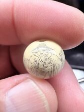 Antique Chinese scrimshaw bead (last one?) 14.7 x 14 mm collectible awesome RARE picture