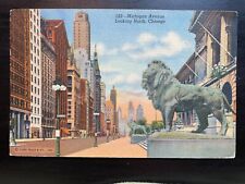 Vintage Postcard 1948 Michigan Ave., Art Institute Lions, Chicago, Illinois (IL) picture