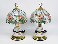 Touch Lamps Pair Of Tiffany Style Floral Table Top Bedside Lights 15