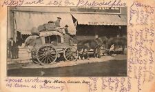 1908 COLORADO PHOTO POSTCARD: BANK OF RIFLE STAGE COACH MEEKER, CO picture