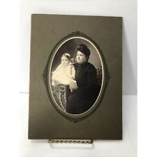 Mother Child Antique Matted Oval Photograph picture