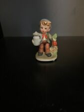 Vintage Napcoware Boy With Water Jug Carrots Flowers Ceramic Figurine C7364 picture