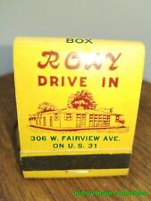 Matchbook Roxy Drive In Prattville Alabama Vintage Restaurant Advertising  picture
