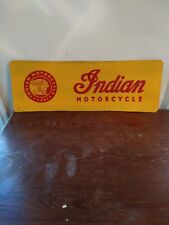Vtg Indian Motorcycle Sign Metal Painted Single Sided Advertisment Garage picture