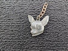 Vintage 1982 Rawcliffe Pewter Chihuahua Dog Head Keychain -  picture