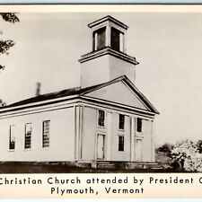 c1950s Plymouth, VT Art RPPC Union Church of President Calvin Coolidge PC A113 picture