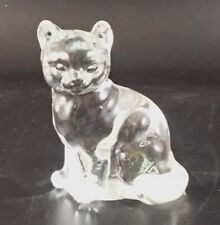 Fenton Art Glass Crystal Clear Sitting Cat Figurine Marked picture