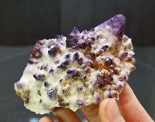 10.4cm Purple Yttrofluorite on Calcite - Qinglong Mine, Guizhou, China picture