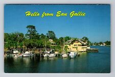 Eau Gallie FL-Florida, Hello From Boat Dock On Eau Gallie River Vintage Postcard picture