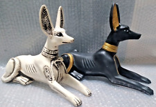 2x  Ebros Anubis  Egyptian God of afterlife  Handmade Stone white& Black picture