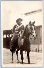 Postcard RPPC Man Cowboy With Wooly Chaps On Beautiful Horse P8O picture