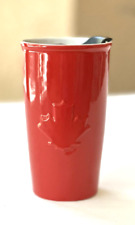 Tim Hortons 3-D Red Maple Leaf Ceramic Coffee Travel Mug Cup Tumbler 6” With Lid picture