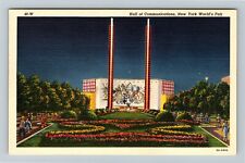 1939 New York World's Fair-Hall Communications at Night-Vintage Postcard picture