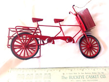 MINIATURE RED TWO SEATER BICYCLE WITH TWO CARRY BASKETS AMISH ORNAMENT picture