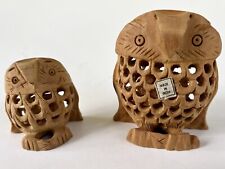 Owl Inside An Owl  Wooden Hand Carved India Set Of 2. picture