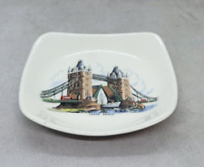 Tower Bridge London Vintage Square Trinket Plate Souvenir WADE England 4.25