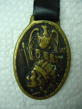 Improved Order of the Redmen IORM Brass Watch Fob & Strap picture