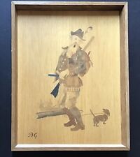 Vintage Original Hand-Inlaid Art by “BG”, Made in Germany, Hunter With Dog picture