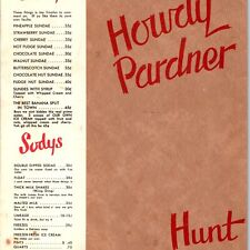 c1950s Kissimmee, FL Howdy Pardner Restaurant Menu Hunt Bros Southern Dialect 3L picture