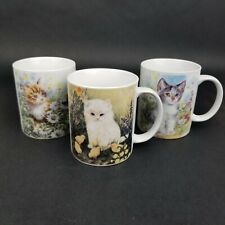 Vintage Cat Mugs Lot of 3 Kitten Coffee Cups picture
