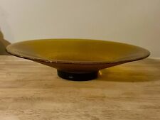 AUTHENTIC Bohemian Czech Art Glass Platter, Gold With Black & Gold Flecked Centr picture
