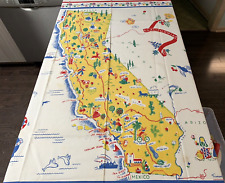 VINTAGE CALIFORNIA STATE MAP SOUVENIR TABLECLOTH 55