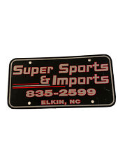 vintage super sports & imports car tag  plate  elkin nc Plastic picture