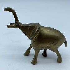 Brass Lucky Elephant 4” X 3” Figurine Trunk Up picture