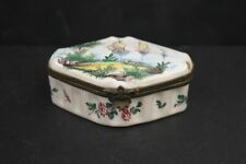 Veuve Perris Ceramic Snuff Trinket Box Antique Marked VP Faience Ware 3