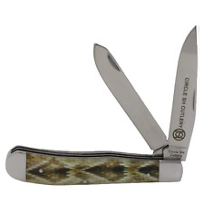Circle SH Cutlery Double Blade Rattlesnake Skin Trapper Knife OK311 picture