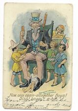 Fred Lounsbury 1907 Uncle Sam editorial political cartoon Spanish war postcard picture