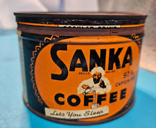 Rare  EARLY Vintage Advertising SANKA COFFEE  TIN HOBEN NJ key wind picture