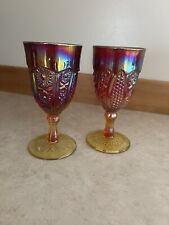 SET OF 2 Indiana Carnival Glass Iridescent Goblets Vintage picture