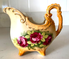 Vintage Made In Austria Porcelain Footed Creamer Purple Flowers Gold Trim picture