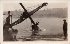 Northwest Shovel at Work Lake or River People Unused Real Photo Postcard H41 picture