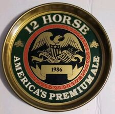  Vintage Genesee 12 Horse Ale 1986 Metal Beer Tray With Eagle Nice Condition picture