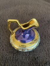 Vintage Limoges French Porcelain Miniature Pitcher Purple/Gold Mini 2.25