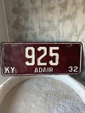 1932 KENTUCKY LICENSE PLATE Rare 3 Digit Low Number 925 picture