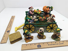 LOT of 9 Mary's Moo Moos Enesco Figurines and Harvest Of Fun Wagon Display picture
