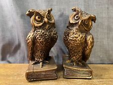 Antique Owl Bookends Vintage Mid Century Unique Vintage Book Holder Sculptures picture