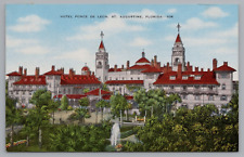 Postcard St Augustine Florida Hotel Ponce De Leon Exterior Unposted Linen picture