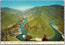 Postcard Vintage Continental Chrome Riggins Salmon River Idaho ID Aerial View picture