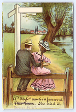 Greetings Stevens Point Wisconsin Couple Vtg Portage County WI 1909 Postcard picture