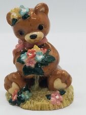 VTG Miniature PenniBear Baby Bear Flowers Bouquet Figurine picture